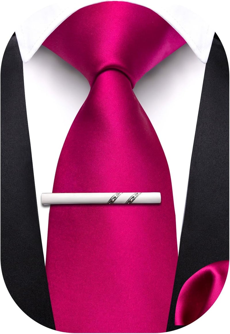 Barry.Wang Store ربطات عنق أولاد مسبقة الربط مجموعة ربطة عنق ساتان بلون موحد ومنديل جيب قابلة للتعديل رسمية تخرج مدرسة - Image 1